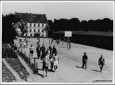 1940s sports activity area used by French POWs at the camp, the White House is in the distance